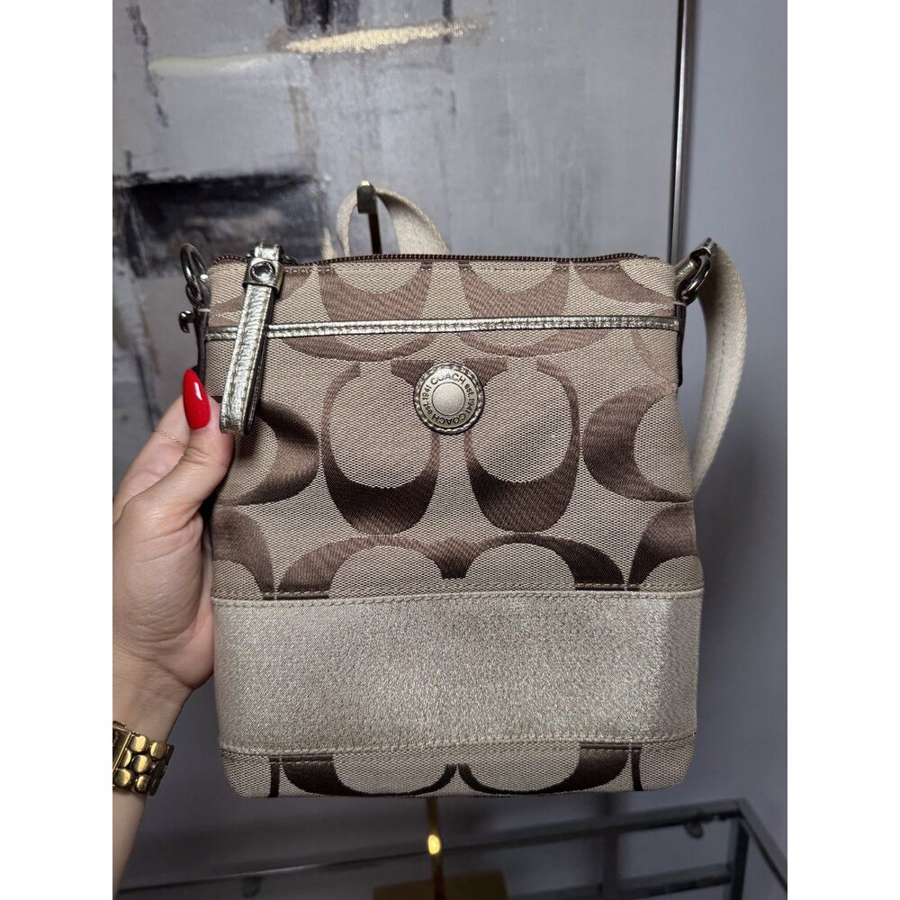Vintage Coach Brown and Gold Crossbody Bag